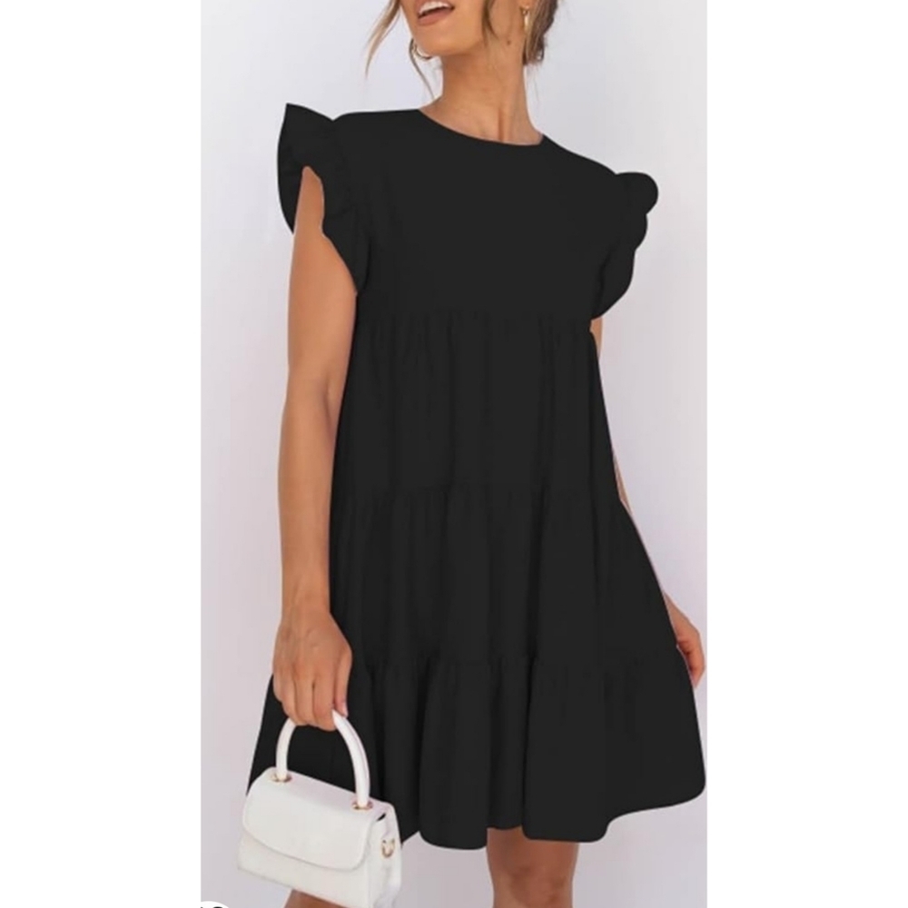 IHOT Babydoll Ruffle strap dress Black Size M
